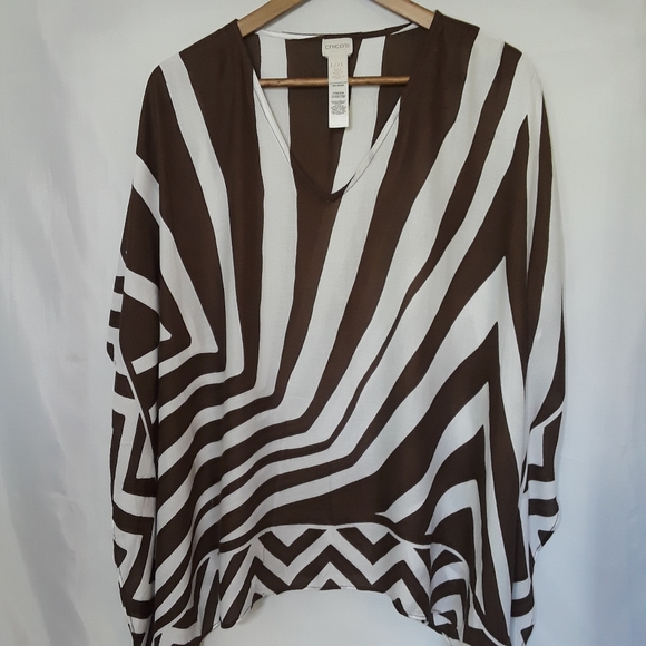 Chico's Tops - Chico's Sz L/XL Zebra Print Caftan Blouse